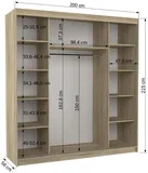 Skriňa s posuvnými dverami so zrkadlom Austin 200 cm