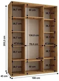 Posuvná skříň se zrcadlem Cannes 5 180 hloubka 45 cm