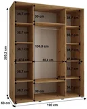 Skriňa s posuvnými dverami so zrkadlom Cannes 5 190 cm 60 cm hĺbky