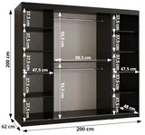Skriňa s posuvnými dverami so zrkadlom Moka 200 cm