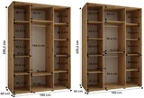 Skriňa s posuvnými dverami so zrkadlom Davos 5 180 cm 60 cm hĺbky