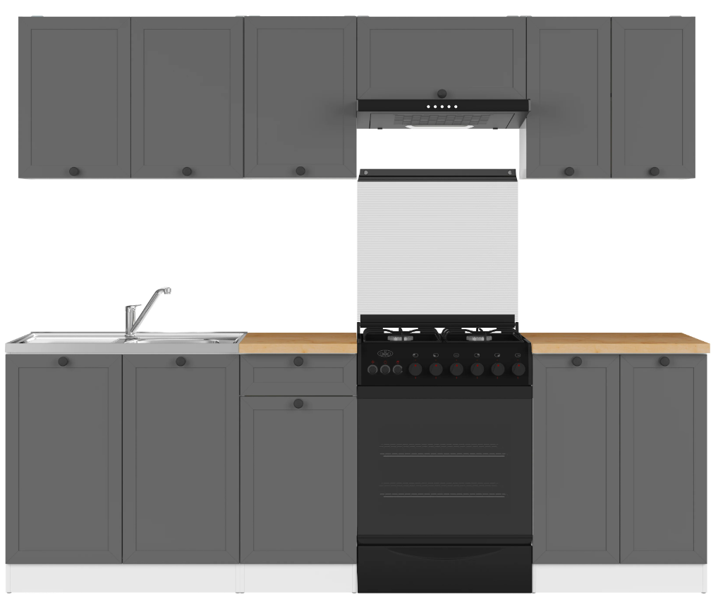 

Kuchyňská linka Junona Line 240 s pracovní deslou - Black Red White - BRW