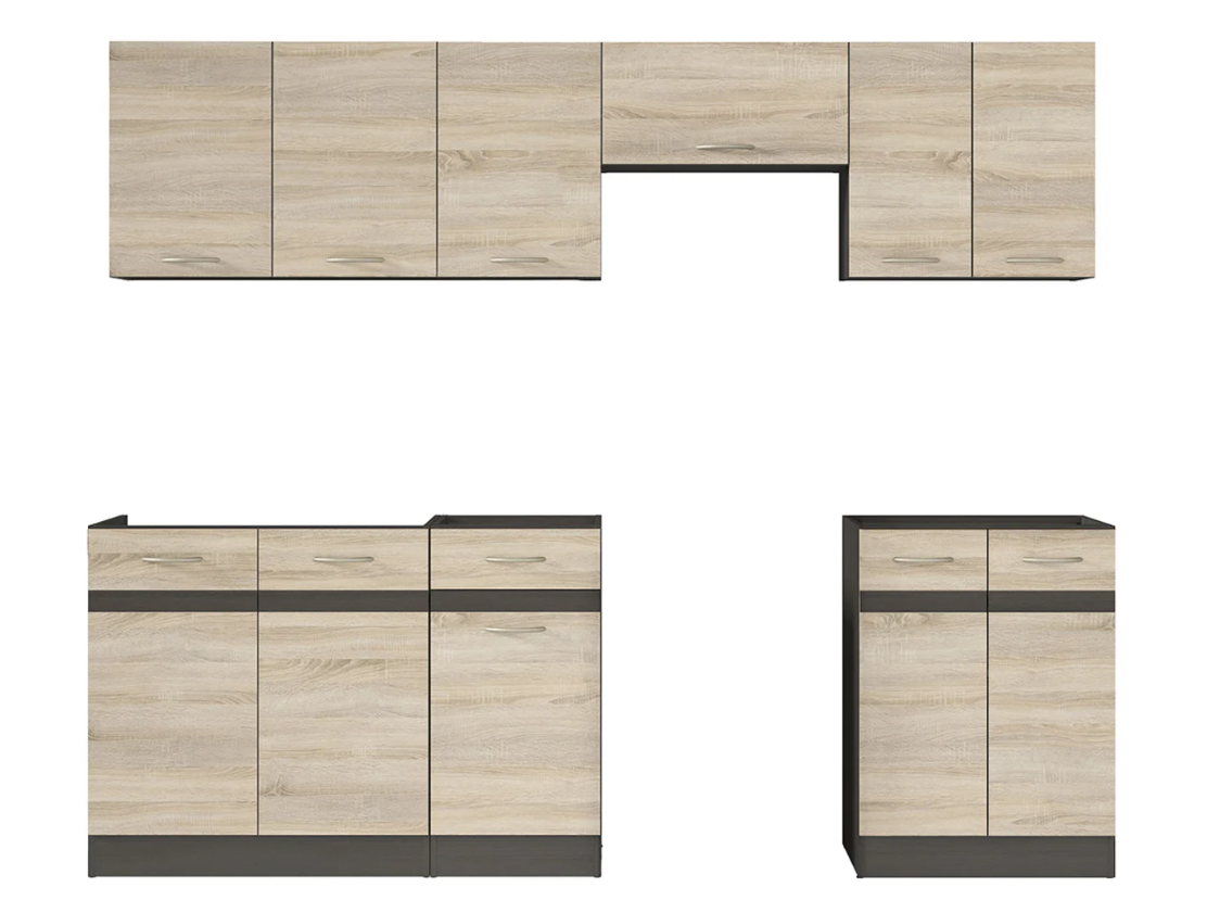 Kuchyňská linka Junona Line 240 s pracovní deslou - Black Red White - BRW