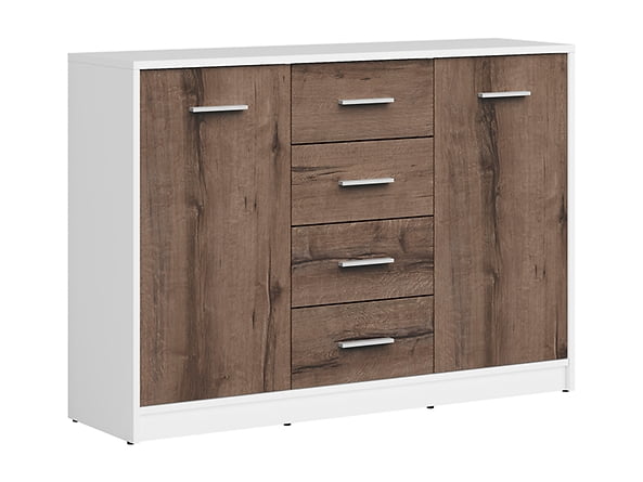 

Prostorná komoda s dvířky a zásuvkami do obývacího pokoje Nepo Plus - Black Red White - BRW