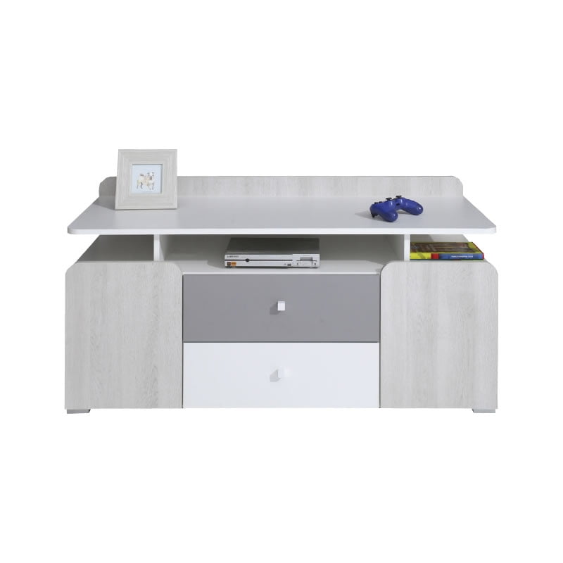 

TV stolek se dvěma zásuvkami a praktickou policí do dětského pokoje Como - Meblar