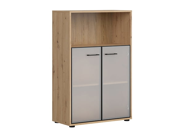 

Dvoudveřový regál s výklenkem do kanceláře nebo pracovny Space Office - Black Red White - BRW