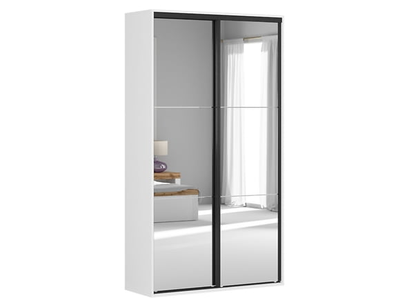 Stylová šatní skříň 120 se zrcadly do ložnice Flex - Black Red White - BRW