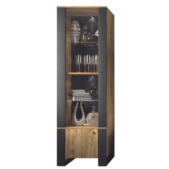 

Vysoká dvoudveřová vitrína do obývacího pokoje Wood - Mebelbos