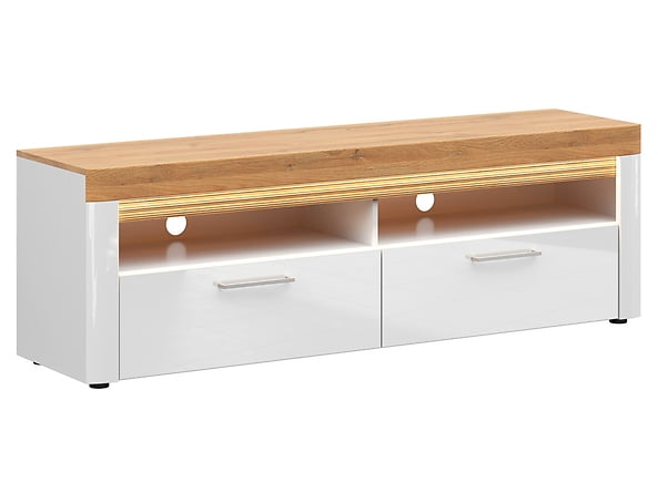 

Osvětlený TV stolek se zásuvkami a výklenky pod deskou do obývacího pokoje Horton - Black Red White - BRW