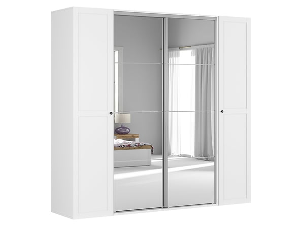 

Velká šatní skříň se zrcadlem do ložnice Flex 250 - Black Red White - BRW