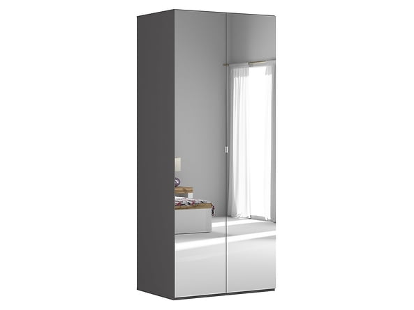

Moderní šatní skříň se zrcadlem do ložnice Flex 100 - Black Red White - BRW