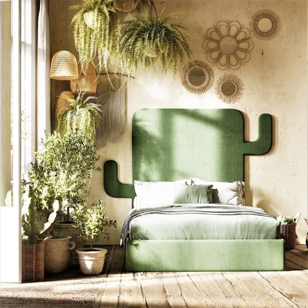 Extravagantní čalouněná postel do ložnice 90 Cactus - Happy Barok