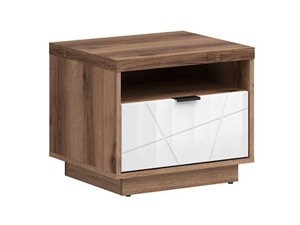 

Moderní noční stolek se zásuvkou a výklenkem pod deskou stolu do ložnice Forn - Black Red White - BRW