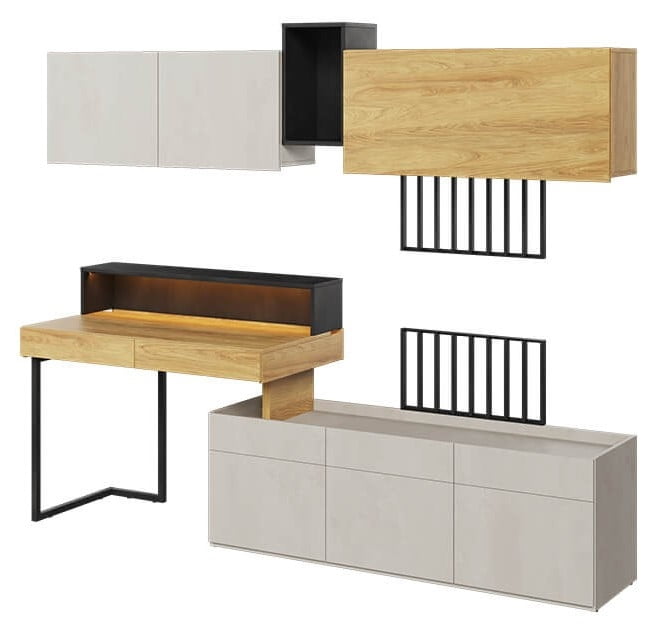 

Moderní sada s psacím stolem a skříňkami do studentského pokoje Teen Flex - Lenart