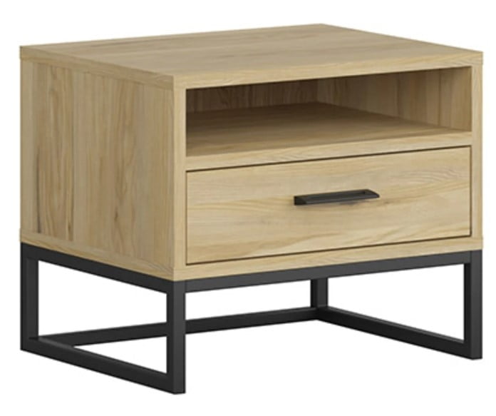 

Praktický noční stolek se zásuvkou a výklenkem pod deskou do ložnice Ramla - Black Red White - BRW