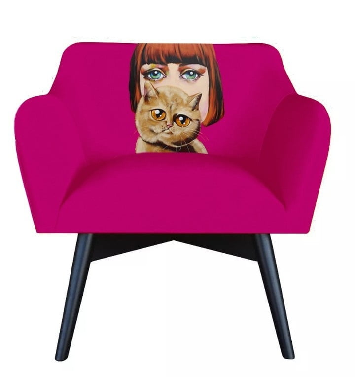

Křeslo POP-ART Dama z kotem - Happy Barok