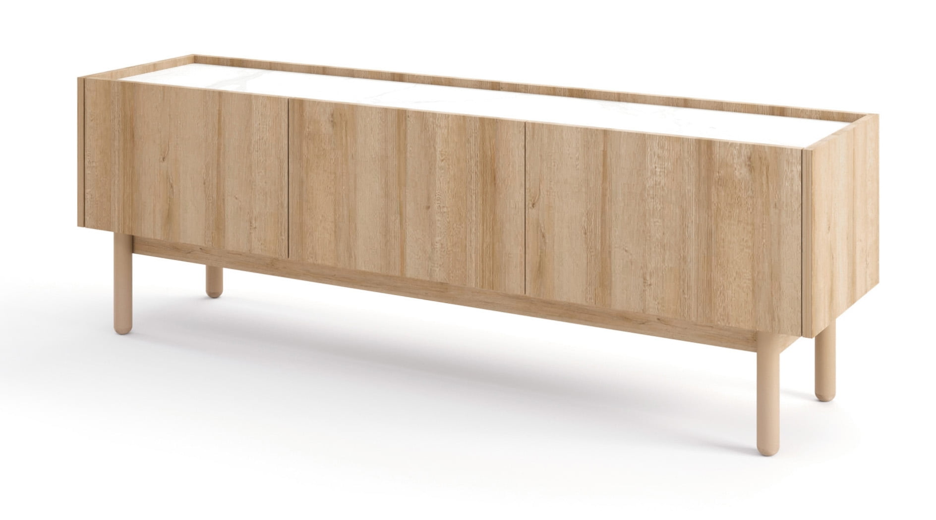 

Moderní 3-dveřový TV stolek na nožičkách do obývacího pokoje Boho - Meble Piaski