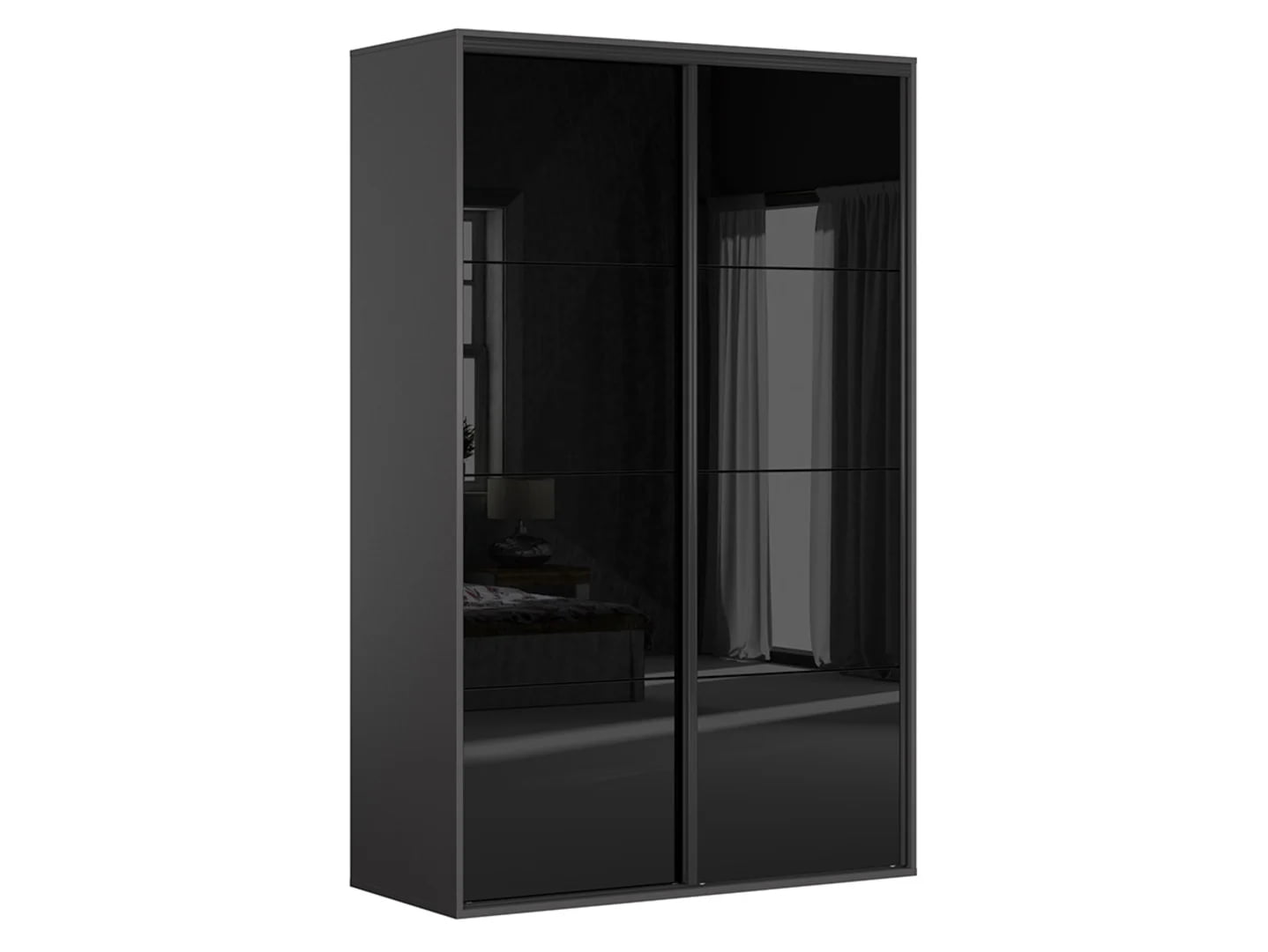

Praktická šatní skříň 150 s posuvnými dveřmi do ložnice Flex - Black Red White - BRW