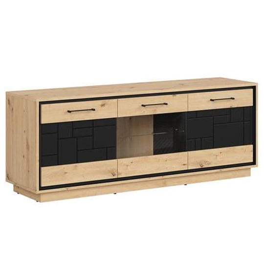 

Moderní třídveřová TV skříňka do obývacího pokoje Pont - Black Red White - BRW
