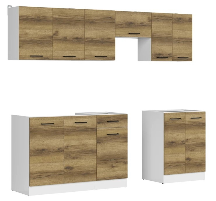 Praktická a prostorná kuchyňská linka 230 Junona - Black Red White - BRW