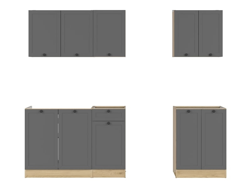 Levně Kuchyňská linka 180A Junona s deskou stolu - Black Red White - BRW