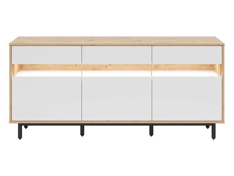 

Komoda Gap 190 cm se 3 dvířky a zásuvkami - Black Red White - BRW