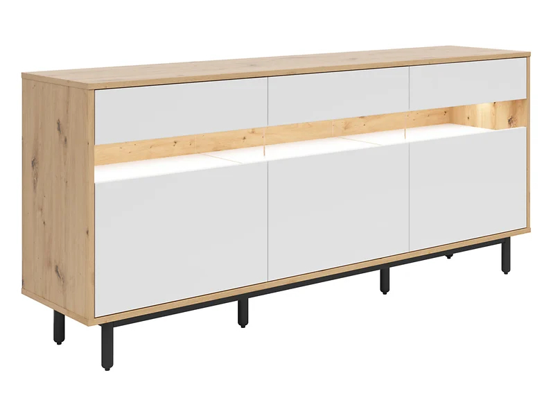 Levně Komoda Gap 190 cm se 3 dvířky a zásuvkami - Black Red White - BRW