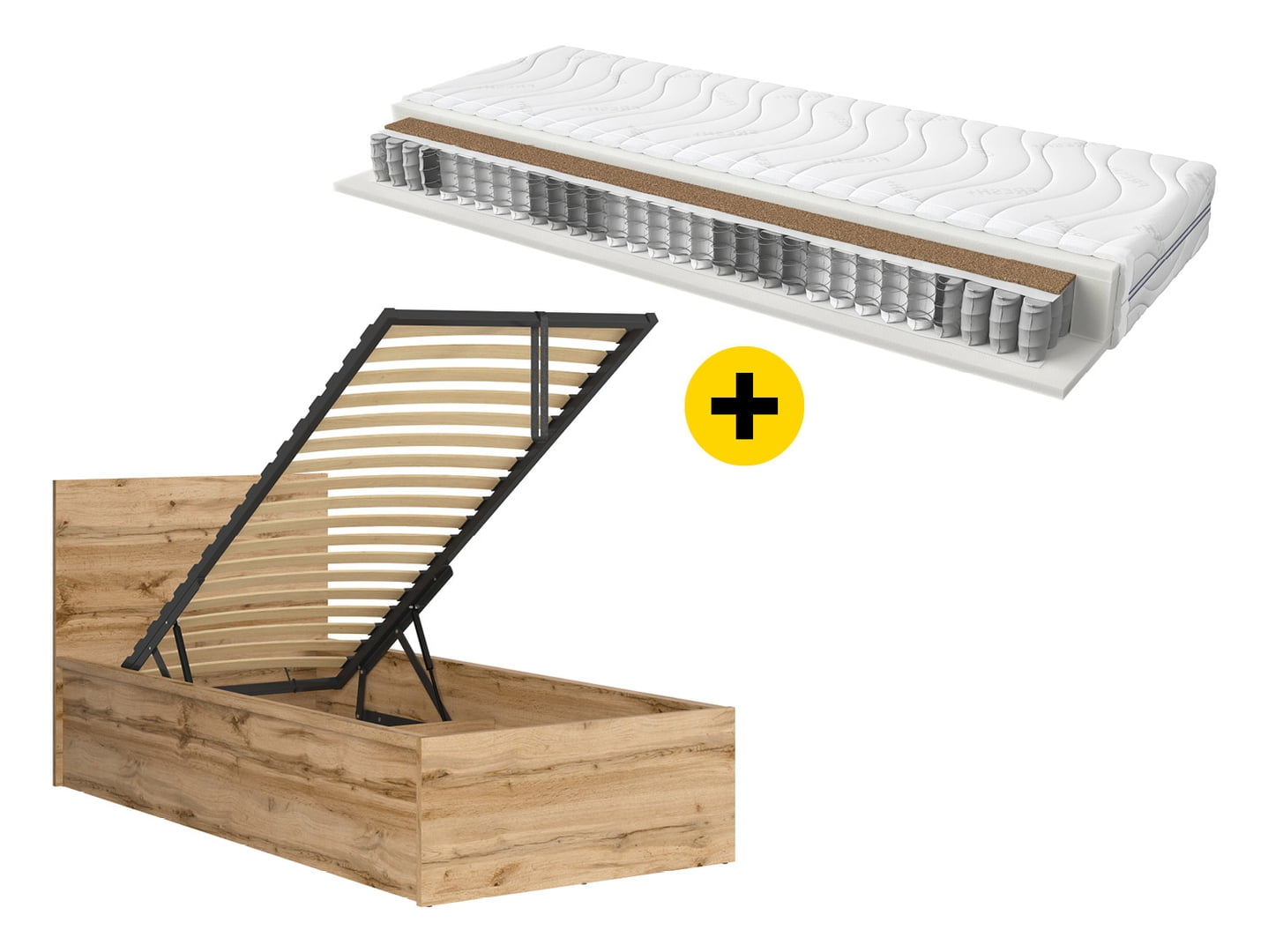 Zestaw łóżko Tetrix 90x200 ze stelażem i materacem Ceres - Black Red White - BRW