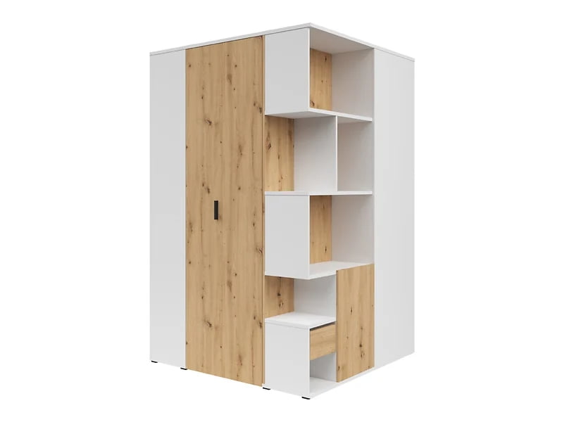 

Rohová šatní skříň Homeland 136 cm levostranná se 3 zásuvkami - Black Red White - BRW