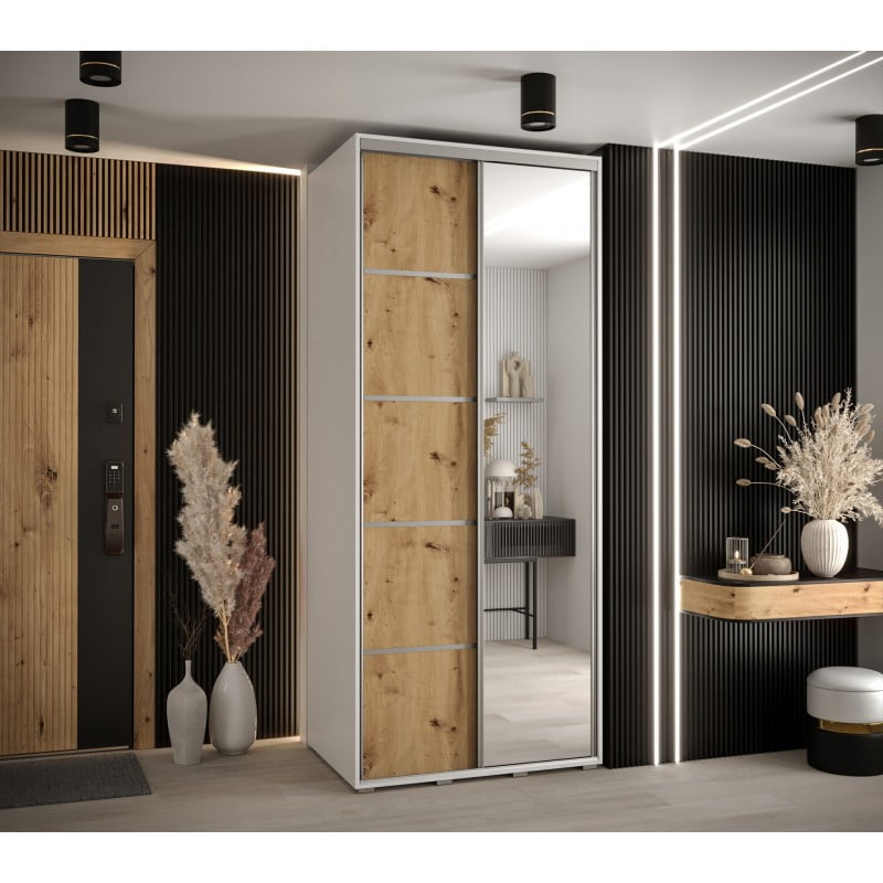 

Skříň s posuvnými dveřmi a zrcadlem Davos 5 100, hloubka 60 cm - Abiks Meble