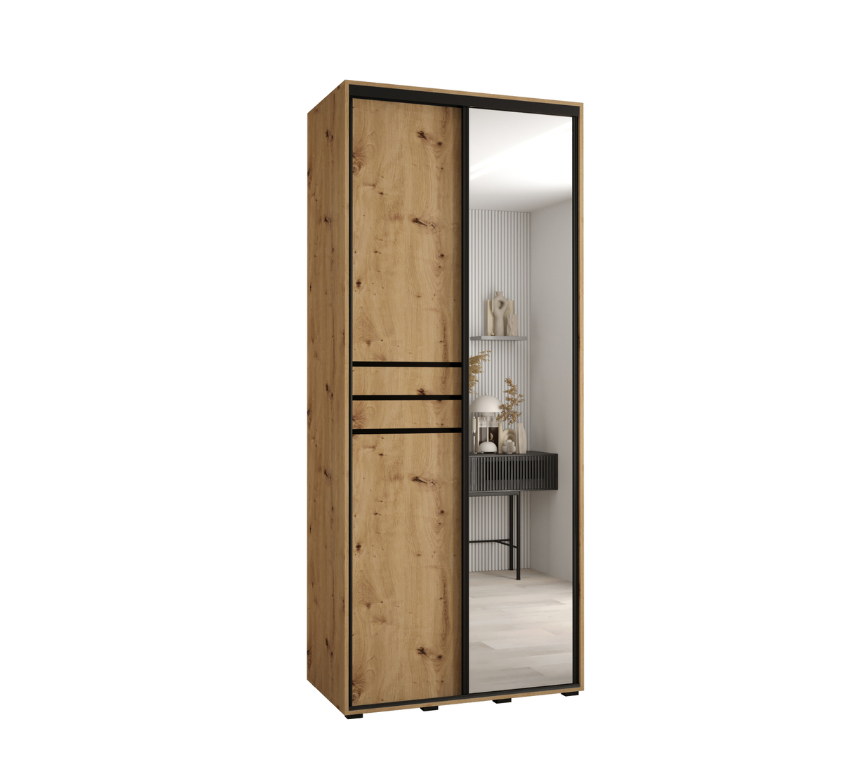 Levně Šatní skříň s posuvnými dveřmi se zrcadlem Davos 11 120 45 cm - Abiks Meble