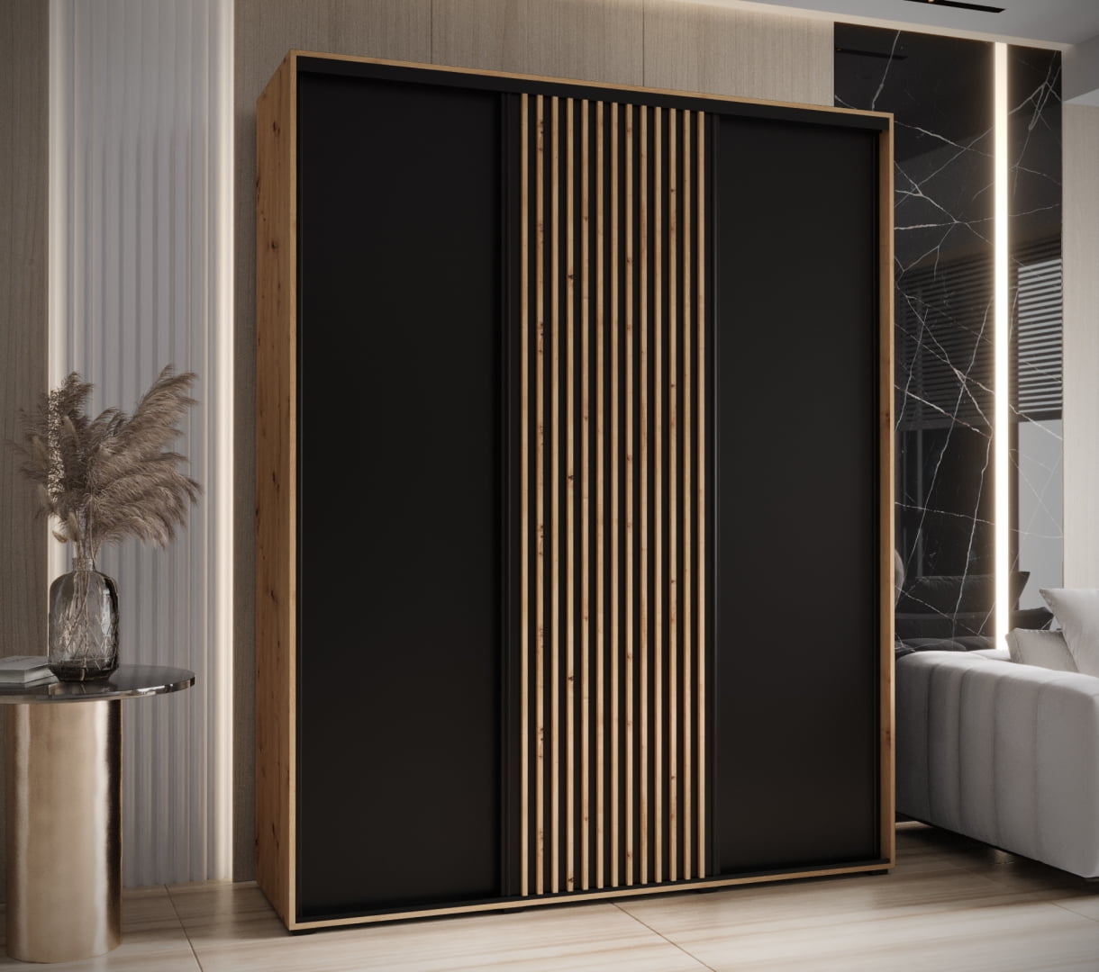 Levně Šatní skříň s posuvnými dveřmi Sapporo 1 190, hloubka 60 cm - Abiks Meble