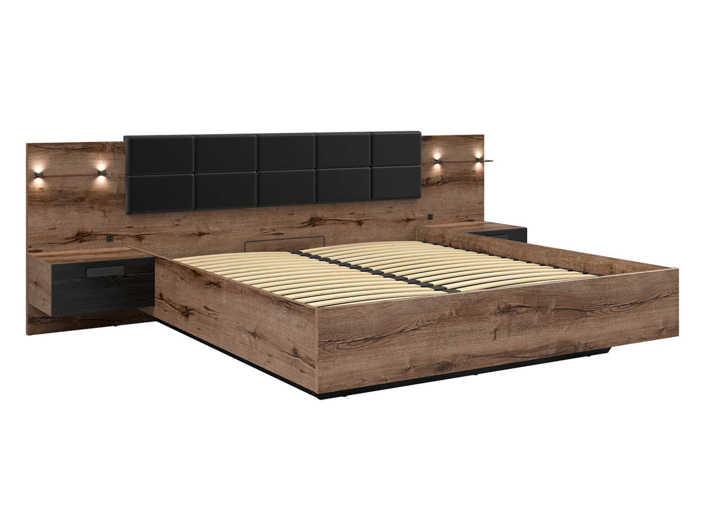 Black Red White - Zestaw łóżko Kassel 160 ze stelażem i materacem Ceres AV - BRW