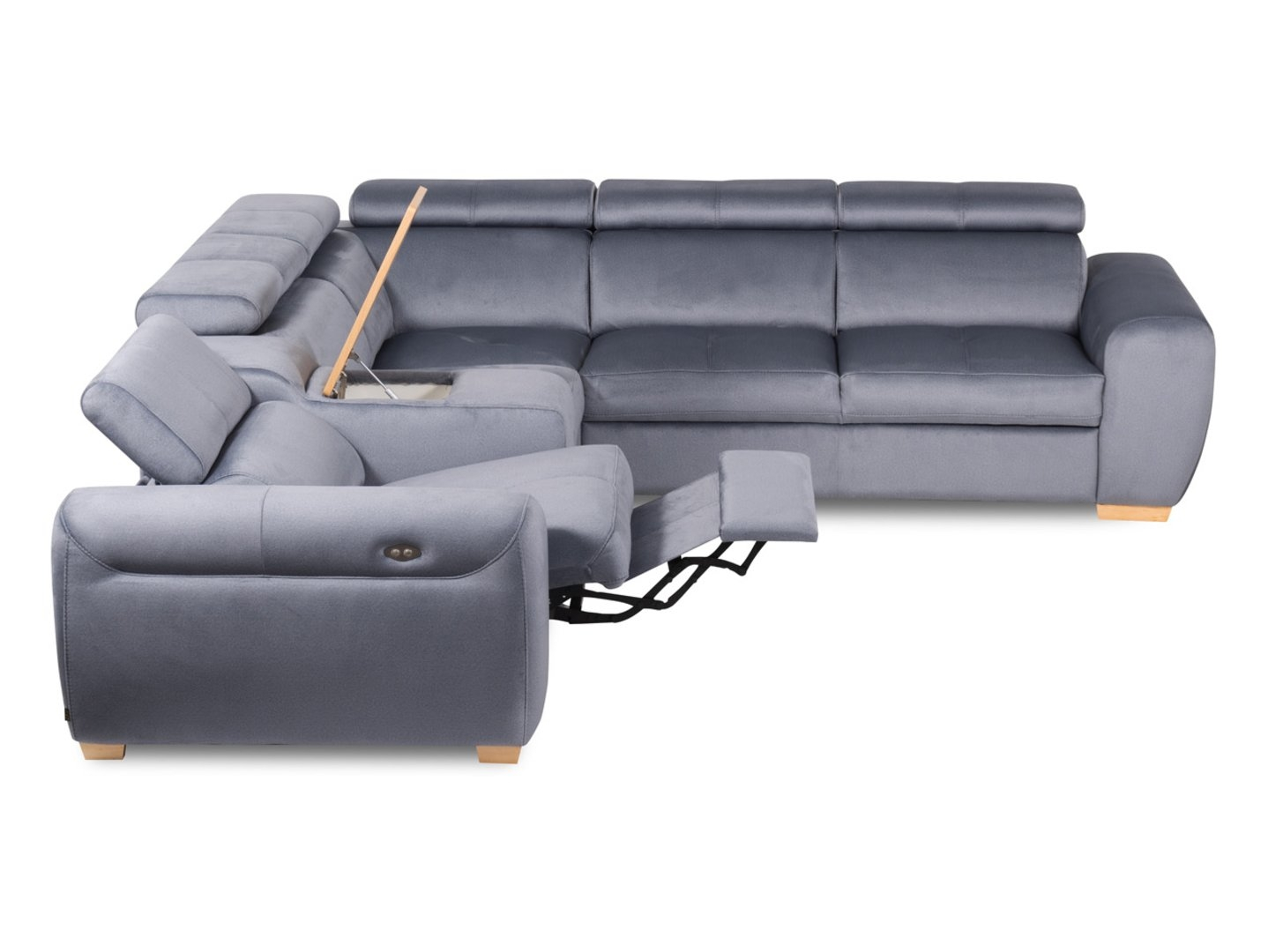 Levně Rohová sedací souprava Living levostranná s úložným prostorem, funkcí spaní a elektrickou relaxační funkcí - Black Red White - BRW