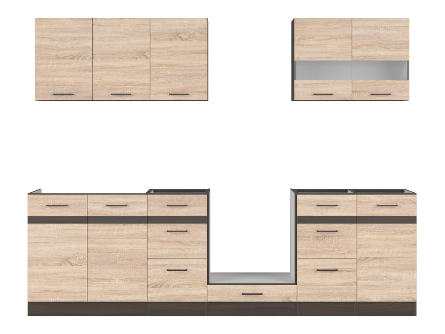 Levně Kuchyňská linka Junona Line 260 cm - Black Red White - BRW