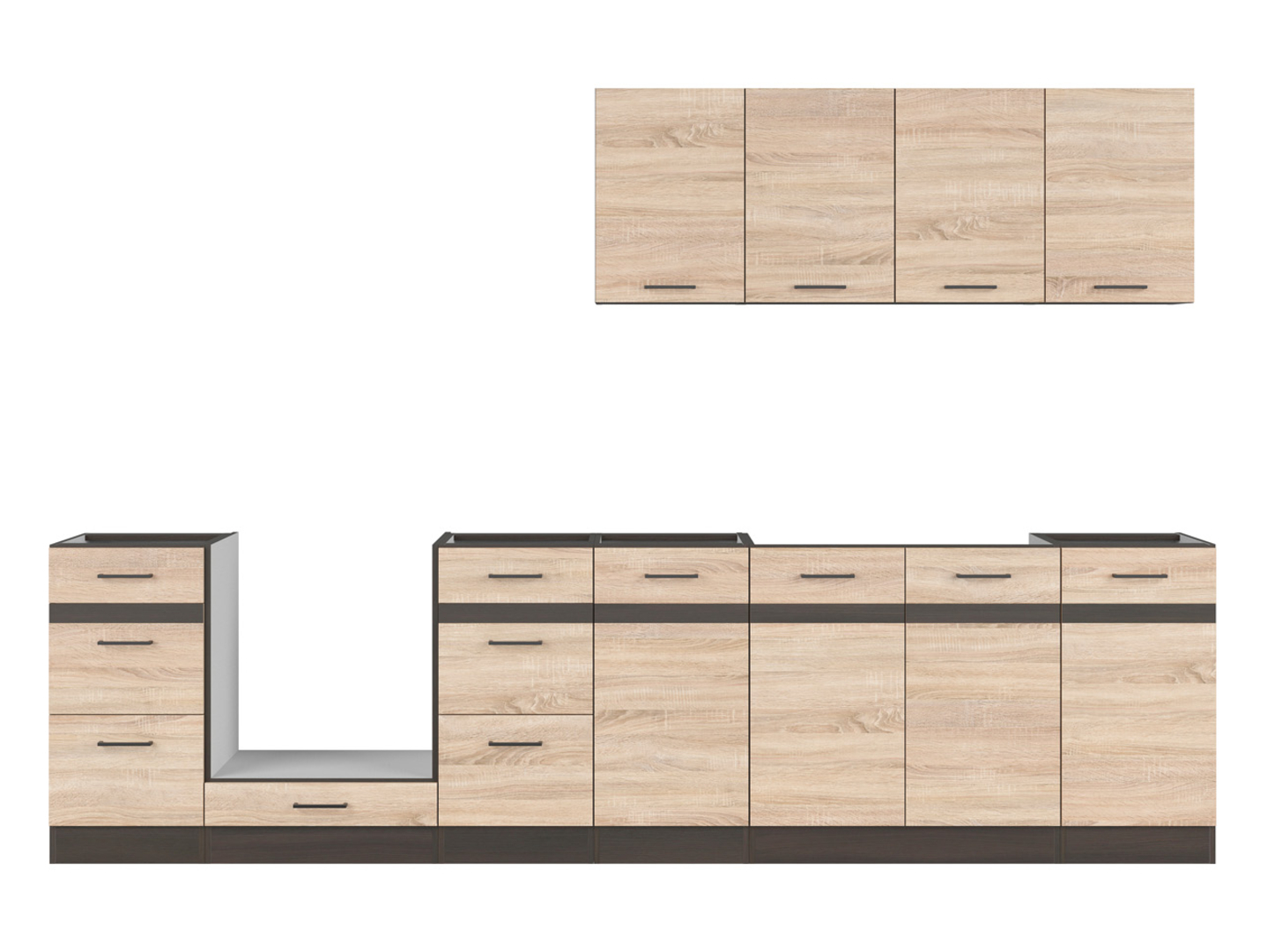 Levně Kuchyňská linka Junona Line 300 cm - Black Red White - BRW
