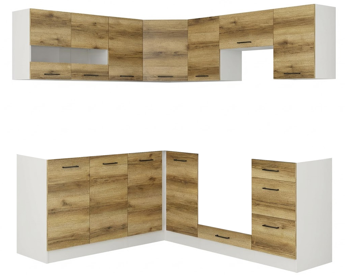 Levně Rohová sestava Junona Line s deskou - Black Red White - BRW
