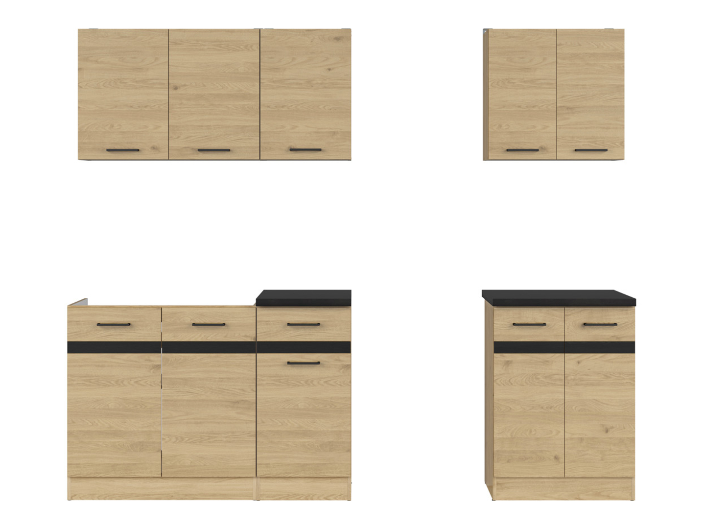 Levně Kuchyňská linka Junona Line A 180 cm bez desky stolu - Black Red White - BRW