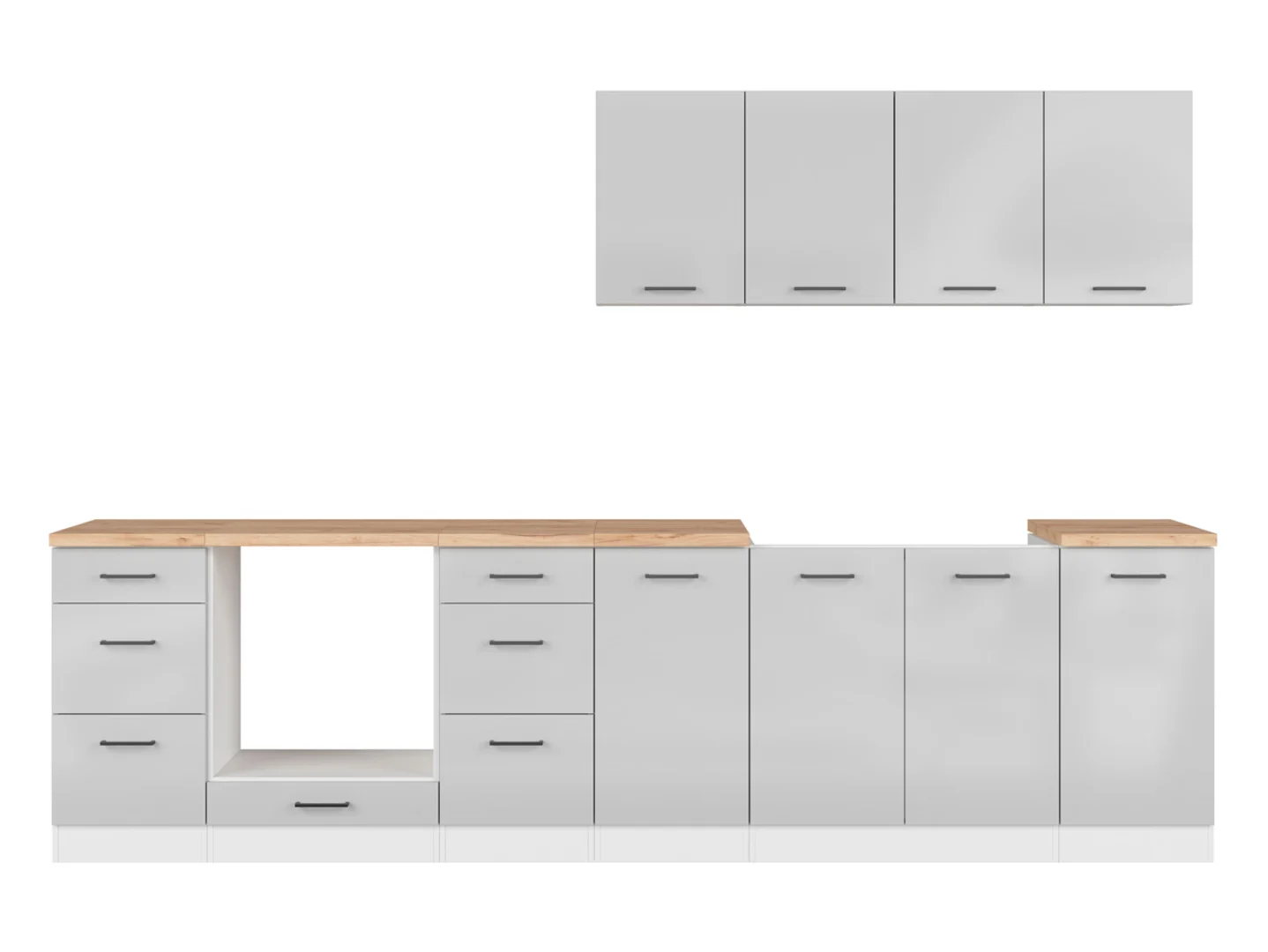Levně Kuchyňská linka Junona Line 300 cm bez desky stolu - Black Red White - BRW