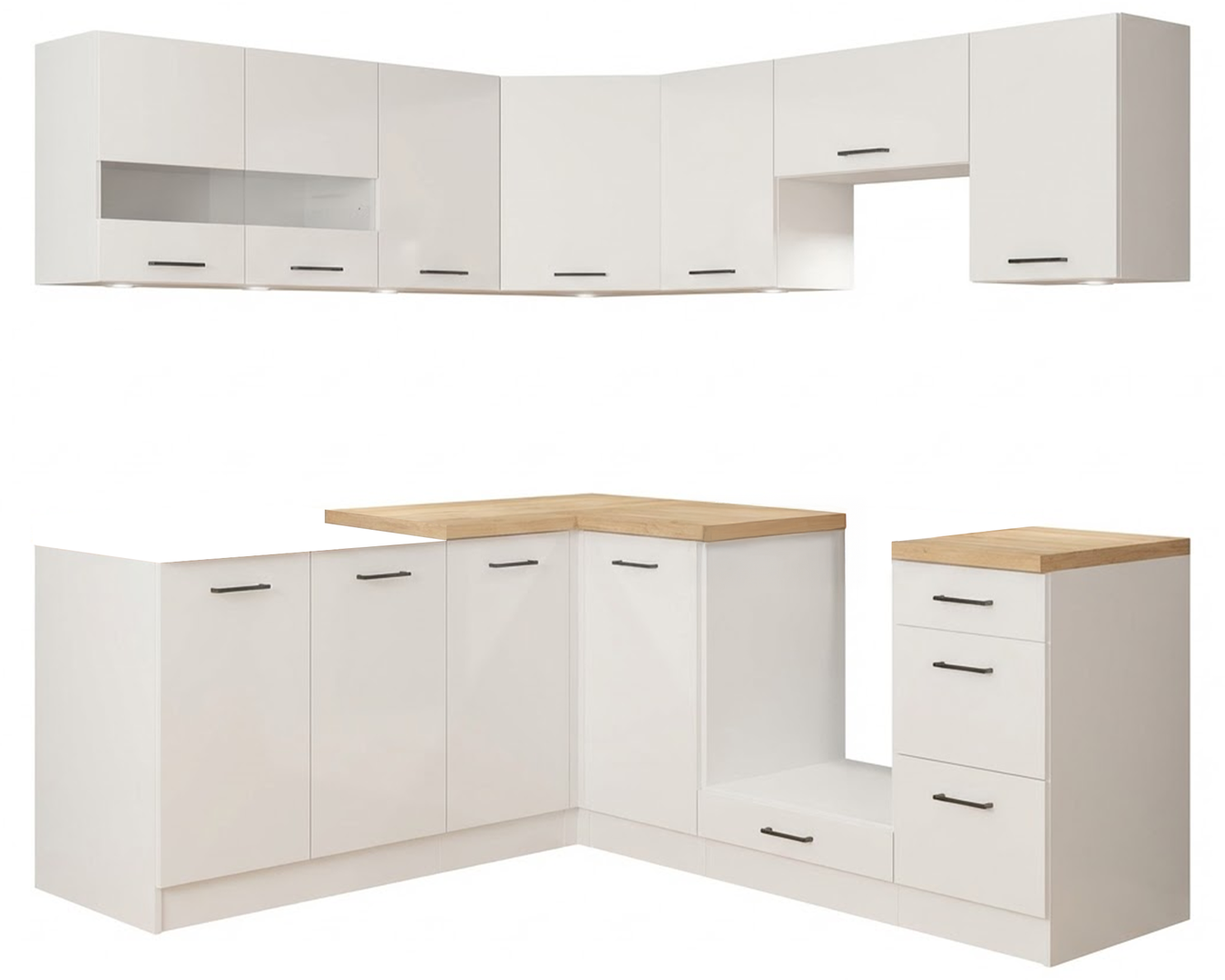 Rohová sestava Junona Line s deskou stolu / plochou stolu Z Blatem - Black Red White - BRW