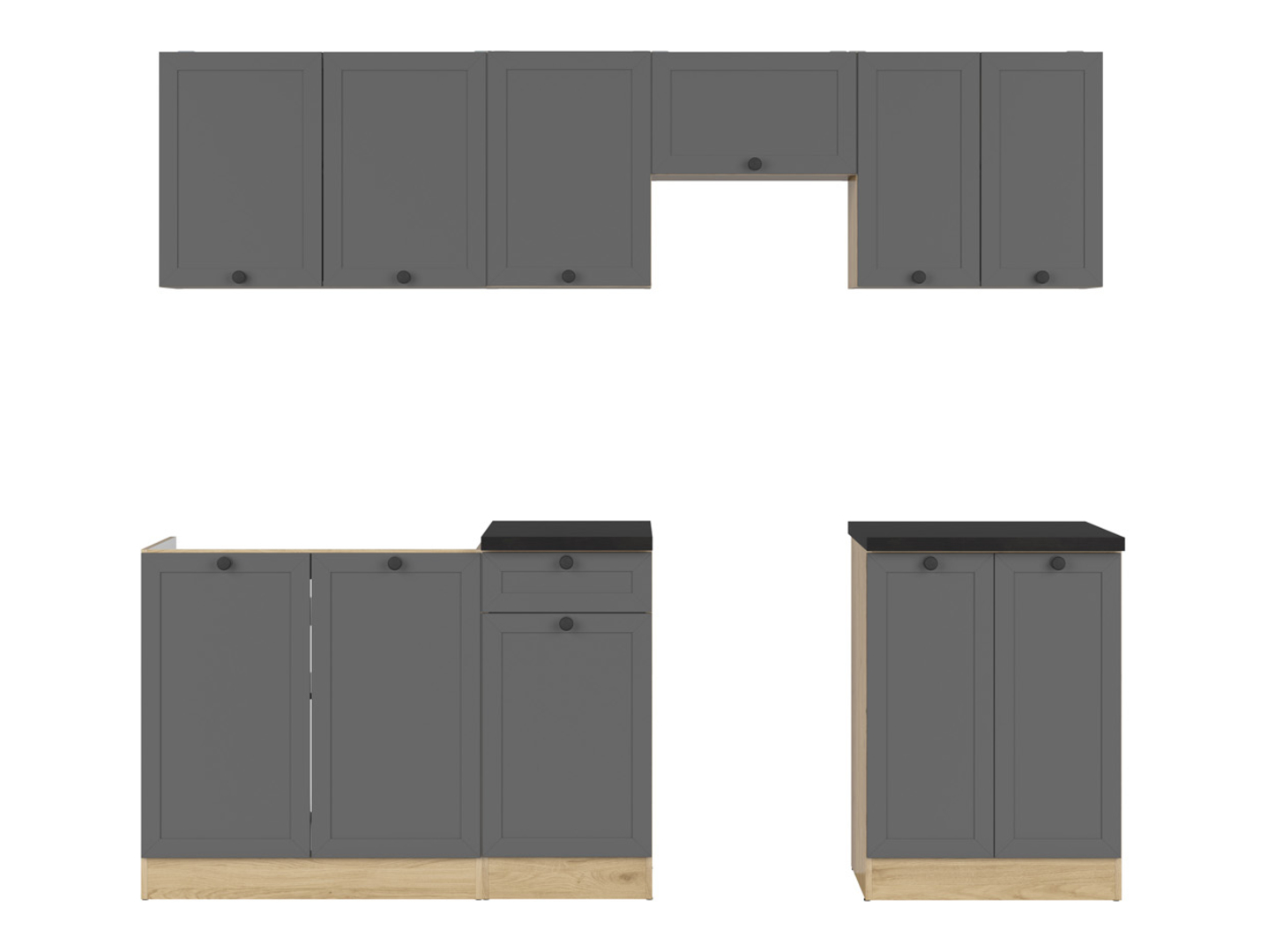 Levně Kuchyňská linka Junona Line 230 cm - Black Red White - BRW