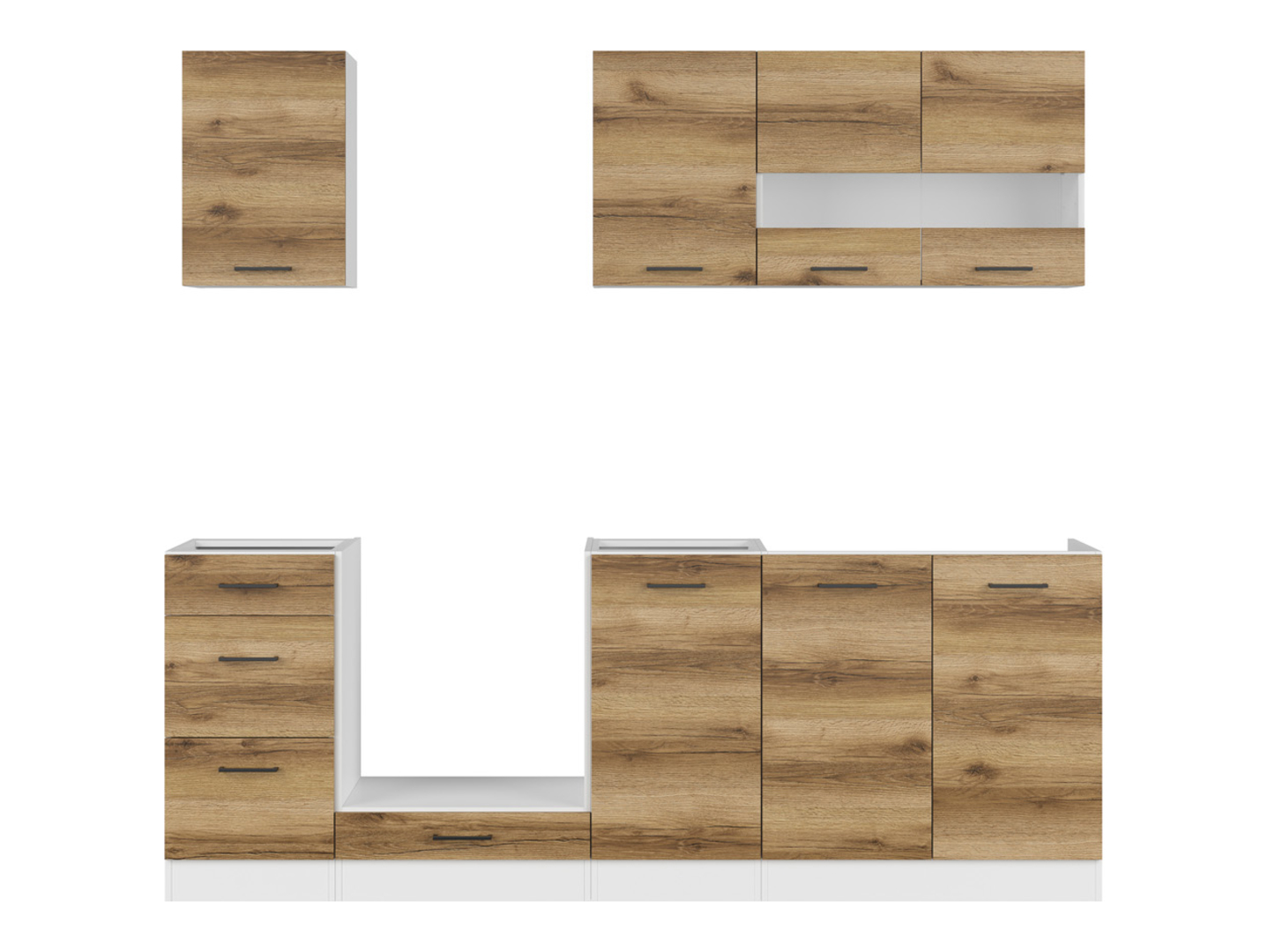 Levně Kuchyňská linka Junona Line 220 cm s deskou - Black Red White - BRW