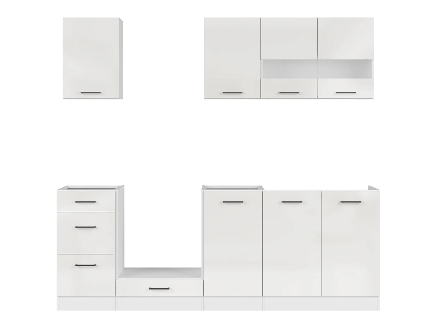 Levně Kuchyňská linka Junona Line 220 cm bez pracovní desky - Black Red White - BRW