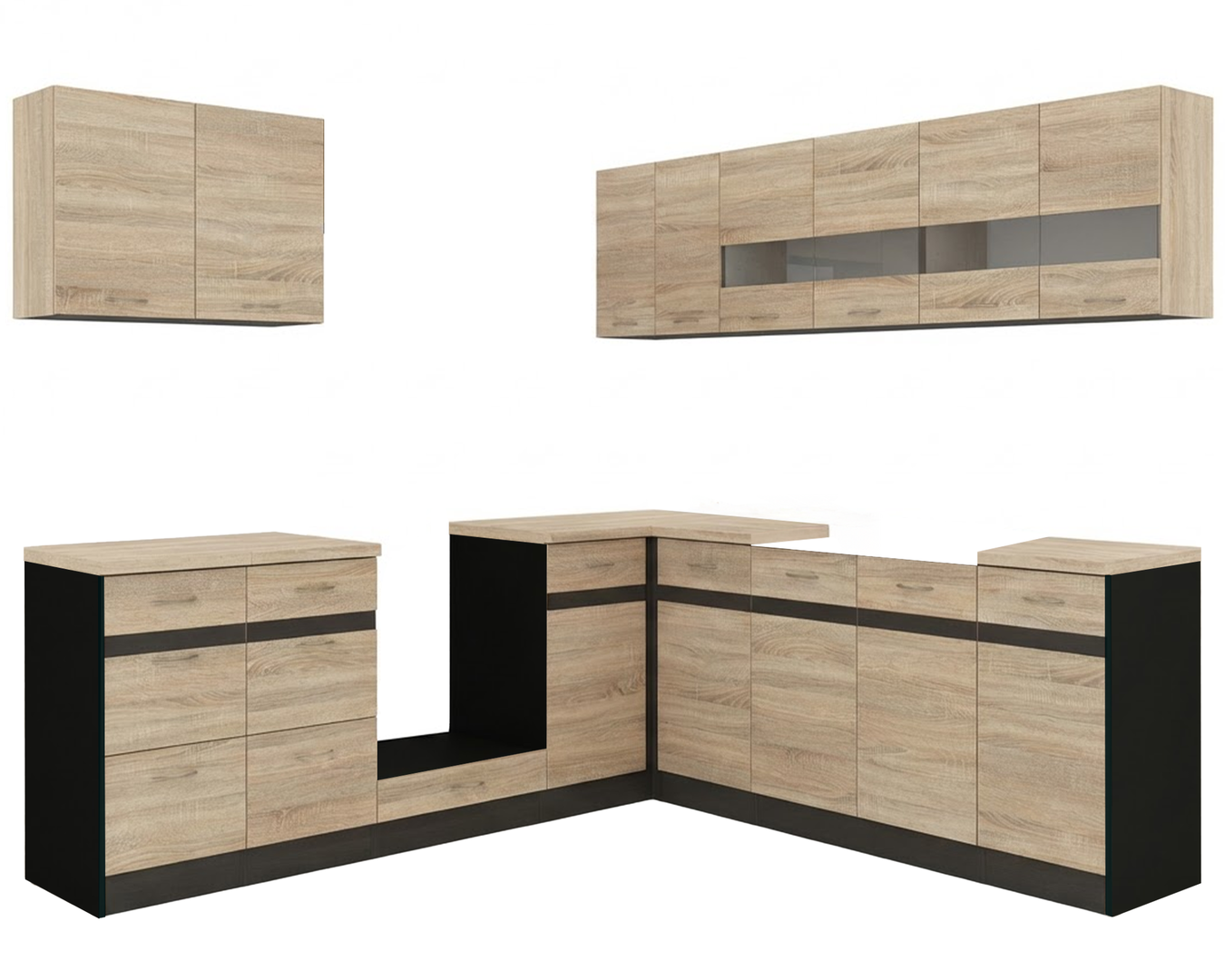 Levně Rohová sada Junona Line s deskou stolu - Black Red White - BRW