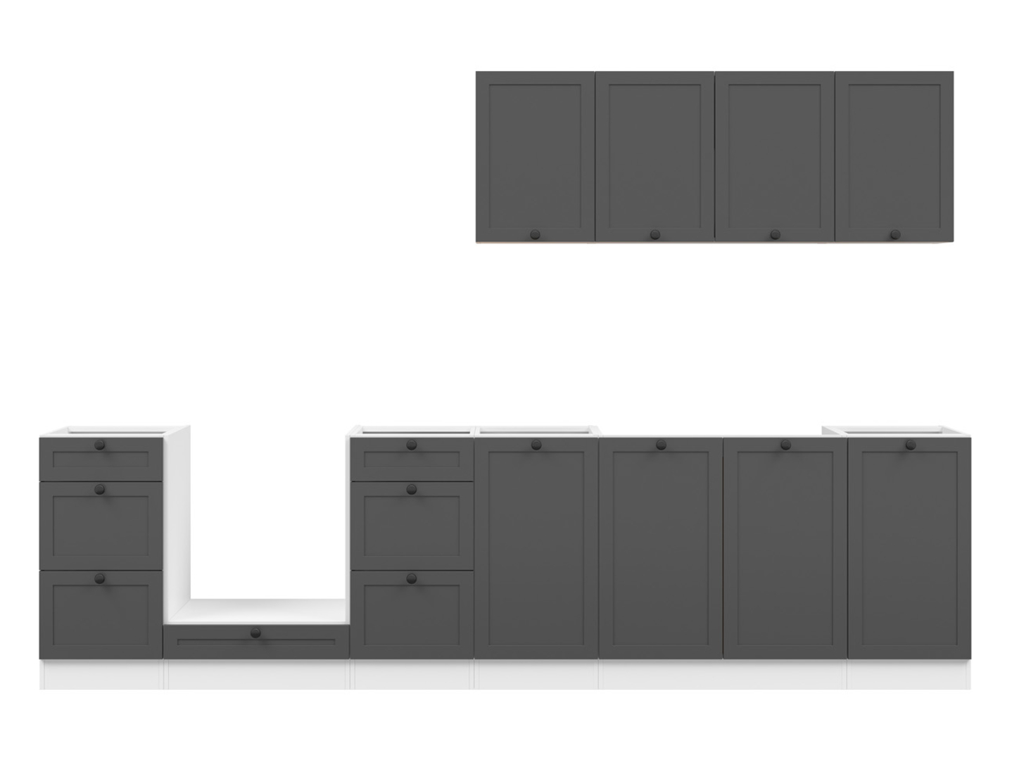 Levně Kuchyňská sestava Junona Line 300 cm - Black Red White - BRW