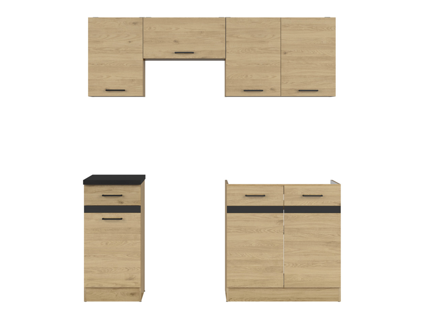 Levně Kuchyňská linka Junona Line 180 cm bez desky - Black Red White - BRW