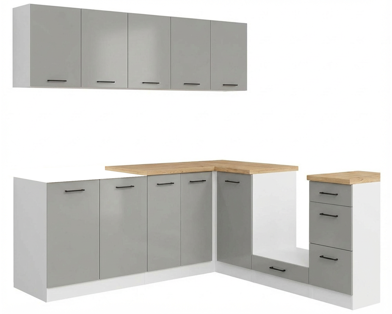 Levně Rohová sestava Junona Line s deskou stolu / plochou stolu - Black Red White - BRW