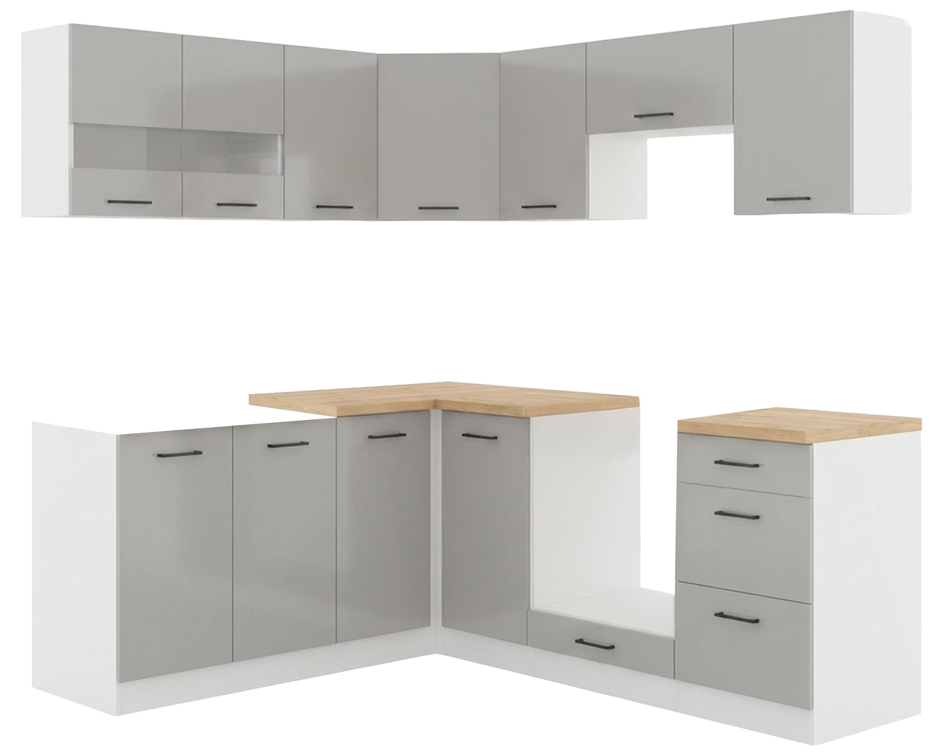 Levně Rohový komplet Junona Line s deskou stolu - Black Red White - BRW
