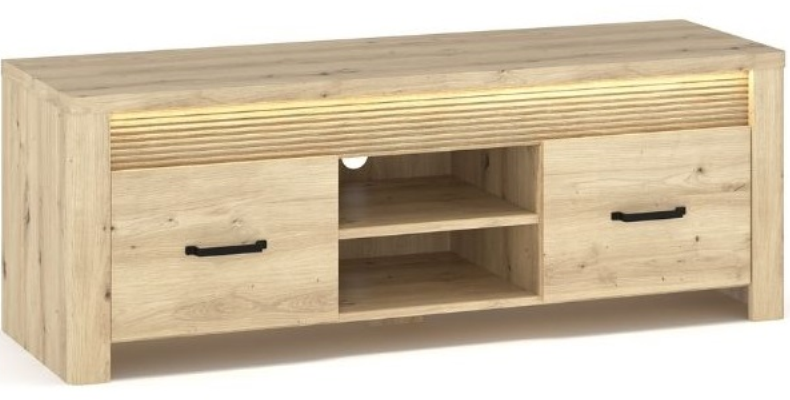 Levně TV stolek Moris se dvěma zásuvkami a LED osvětlením - Mebelbos
