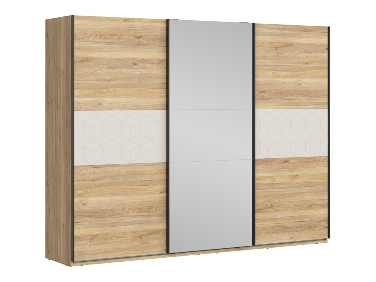 Levně Šatní skříň Glamour posuvná se zrcadlem 270 - Black Red White - BRW